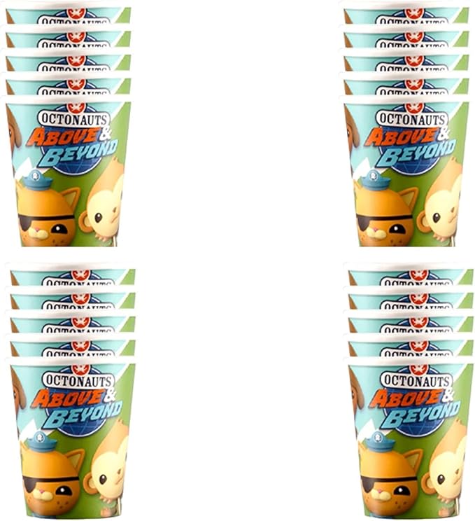 Mighty Mojo Octonauts Celebration Cups: Pack of 20 Colorful Party Cups - Perfect for Kids' Birthdays, Ocean-themed Parties, and Fun Gatherings - Disposable Drinkware for a Splash of Adventure