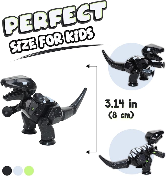 Zing Stikbot MEGA Dino T-Rex Single (Space Black), 6" Long x 3" Tall StikBot, Create Stop Motion Animation, Age 4+