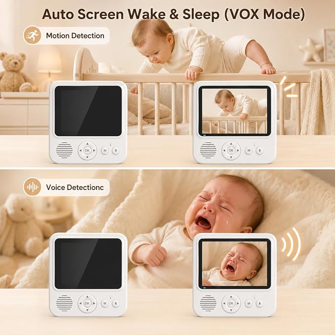 Baby Monitor with Camera and Audio, No WiFi Baby Monitor with 2.8" IPS Screen, 120-Hour Battery, 1000ft Long Range, 2-Way Talk, Cry and Feeding Reminder, Night Vision
