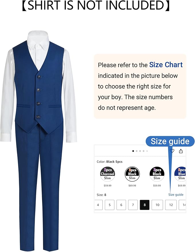 Happy Dolphin Boys Suit Set Modern Fit Kids Suits Adjustable Waist Boys Wedding Outfit for Boy Communion Suits for Boys