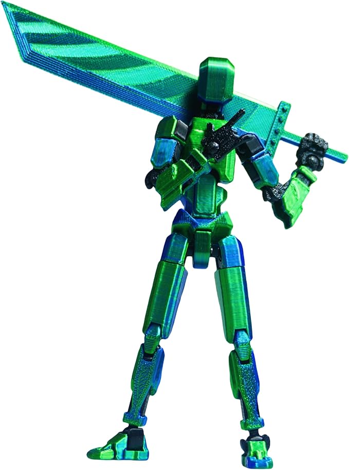 Dummy13 Action Figure Set | Pre-Assembled 3D Printed Titan and Robo Figures | Highly Articulated Robot Toys with Interchangeable Accessories | Perfect for Collectors and Hobbyists (Blue Green)