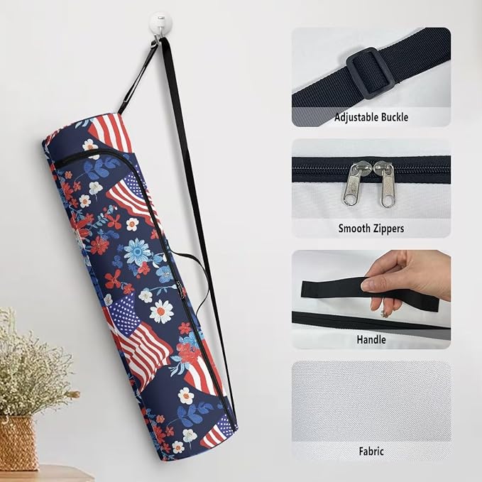 Yoga Mat Bag with Adjustable Shoulder Strap and Handle Zipper, 30in Wide x 6.3in Diameter for Yoga Mat Storage