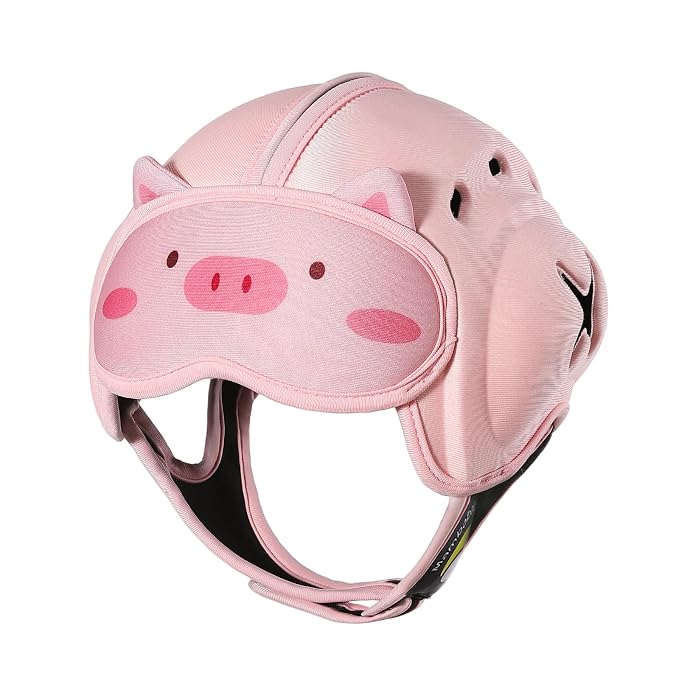 Baby Head Protector Baby Helmet for Crawling and Walking - No Bumps and Soft Safety Peak - Ultra Light and Adjustable Baby Head Protector Suitable for Babies 6-24 Months-Pink Piggy