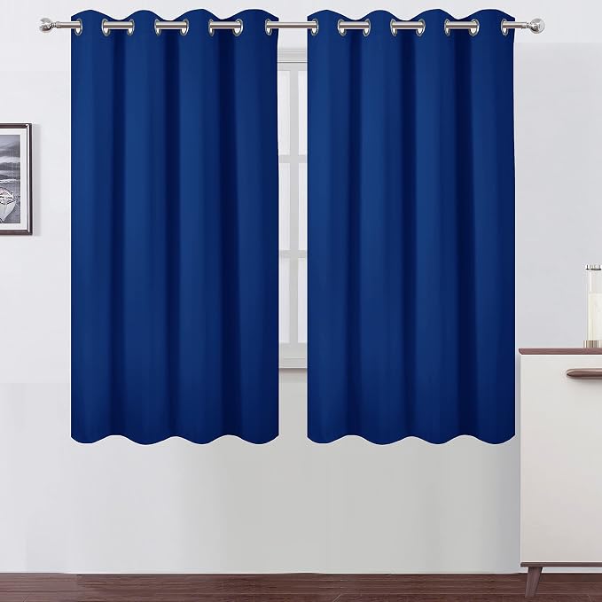 LEMOMO Royal Blue Blackout Curtains 66 x 63 Inch Length/Set of 2 Curtain Panels/Thermal Insulated Room Darkening Blackout Curtains for Bedroom