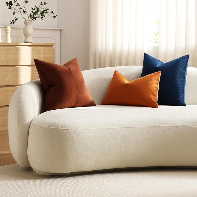 Throw Pillow Covers 22x22 Midnight Blue: Pack of 2 Cozy Soft Velvet Square Modern Luxury Decorative Throw Pillow Cases for Sofa Couch Living Room Bed Home Decor