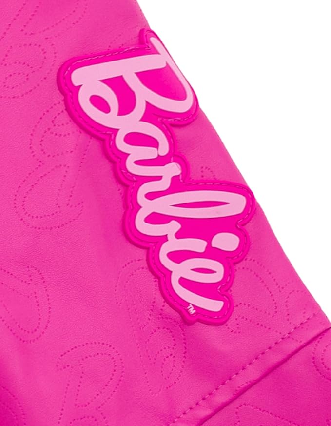 Barbie Girls Pink Faux Leather Jacket Little Kid to Big Kid Sizes (4-14-16)