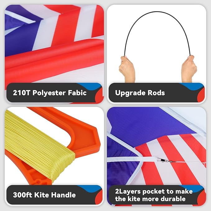 Kite, Large Delta Kites for Kids and Adults, Easy to Fly Rainbow Kites, Durable Multifunctional Beach Kite, Tangle-Free Flight Line, Durable
