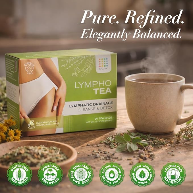 Premium Lymphatic Drainage Tea Collection | 3-Pack Herbal Teas & Recipes Book for Detox - Arnica Tea Set with Lympho Tea, Green Tea, for Cleanse & Detox, Post Lymphatic Massage, Post Surgery, Bruising and Swelling- 3 Teas+ Recipes Book