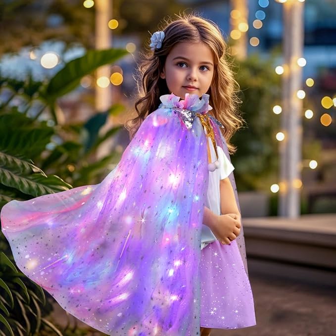 Meland Princess Dress up Clothes for Girl, 11Pcs Princess Cape with Kid Crown Toys,Dresses for Girl 3,4,5,6,7,8 Birthday Gift