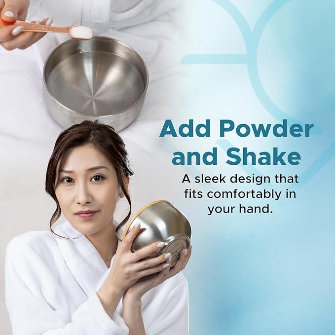 Nuru Massage Gel Powder & Bowl Set | 5 × 5g Platinum Sachets + Stainless Steel Mixing Bowl | Japanese-Made Powder | Vegan | Paraben & Glycerin Free | Makes 84.5 fl oz