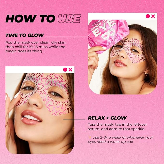 Vitamasques Candy Cane Vitamin C Eye Mask 3 Pack - Korean Skin Care Eye Mask with Aloe Vera to Reduce Puffy Eyes