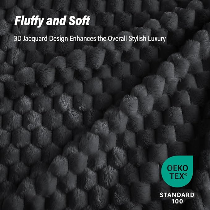 Bnuitland Black Flannel Throw Blanket (50X70 inches), 300 GSM Fleece Cozy Warm Soft Home Decor Lightweight Bed Sofa Blanket for Adults, Suitable for All Seasons.