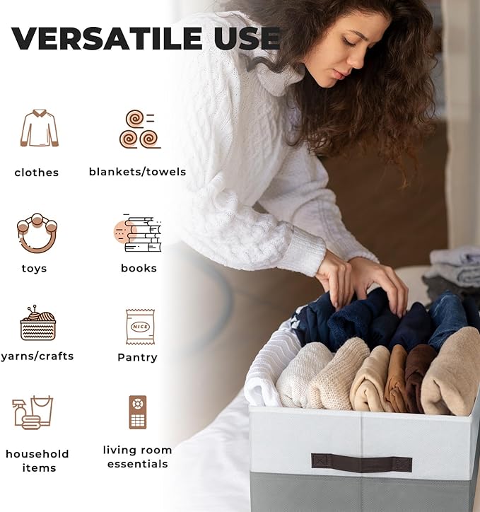 Extra Large Storage Bins 4 Pack - 16x12in Closet Organizers and Storage Baskets for Organizing Clothes Toy Blanket - Fabric Storage Cubes Containers for Shelves - All Room Organization