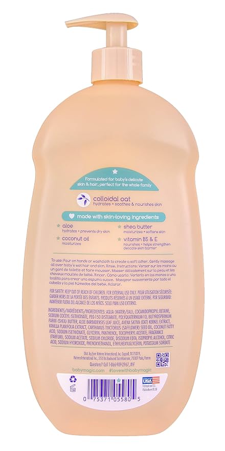 Baby Magic Soothing Hair & Body Wash, Vanilla & Oat, Soothes and Cleanses, Specially Formulated for Baby's Delicate Skin, Tear Free, Hypoallergenic, Dermatologist Recommended, 30 Fl Oz