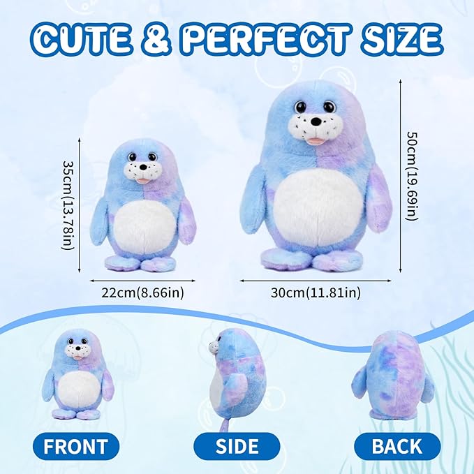 Chubby Blob Seal Pillow,Multicolour Soft Stuffed Seal Plush Hug Plush,Ocean Stuffed Animals Toys for Ocean Lovers, Unique Gift for Kids.（19.69in）.