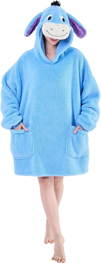 NEWCOSPLAY Wearable Blanket Hoodie Sherpa Hoodie Blanket for Women Men Warm Oversized Sweatshirt with Pockets