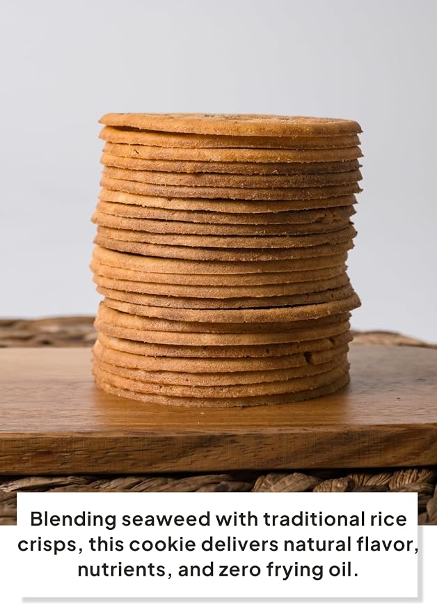 Korean Food Shinwhadang Rice Wafer Snacks, Seaweed Flavor, Crispy, 6Pk | Oven-baked Korean rice crackers with green laver seaweed flavor and a light, crispy texture