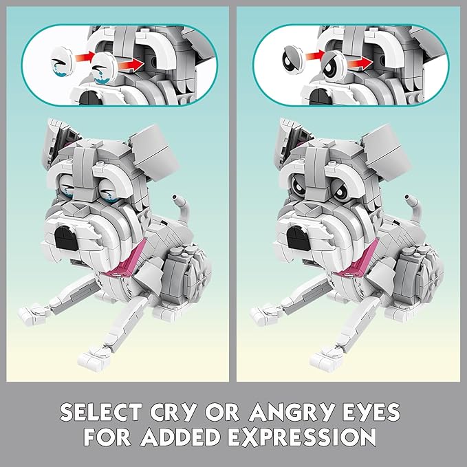 KAZI Ideas Schnauzer Dog Building Toy Sets for Kids Ages 8+, Adorable Dogs Figures with Replaceable Eyes Accessories,Gifts for Dog Lovers,Puppy Model for Boys & Girls Who Love Animals,Party Favors