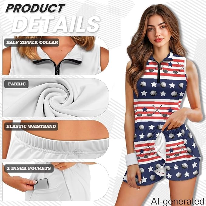 Golf Dress Tennis Dresses for Women with Built in Shorts and Pockets Sleeveless Athletic Dress Workout Dress