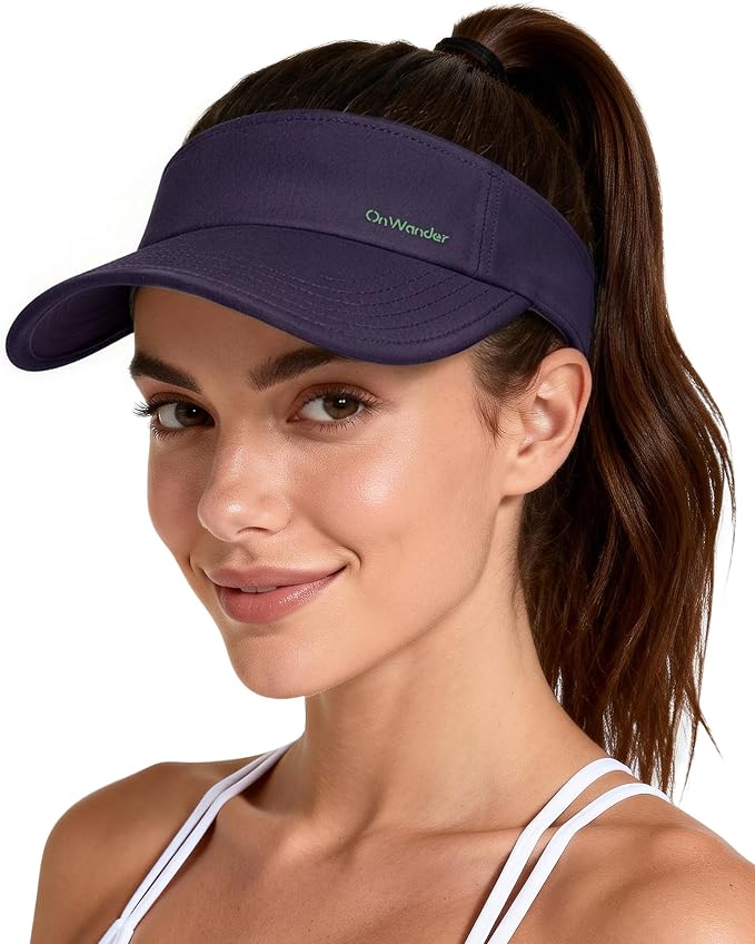 Sun Visor Hats for Women Men - Wide Brim Quick Dry Adjustable Hat | Upf 80+ Sun Protection Sport Hat, Cooling Sweatband; Breathable Quick-Dry Fabric Visors for Running, Tennis, Golf, Sports