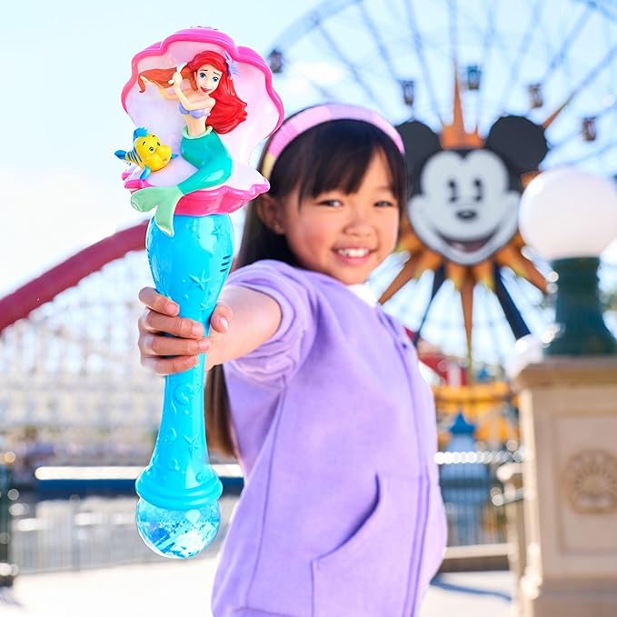 Disney Store Official The Little Mermaid Ariel & Flounder Light & Sound Bubble Wand - Interactive LED Toy, Perfect for Kids & Fans - Ideal for Outdoor Play & Parties, Durable and Safe