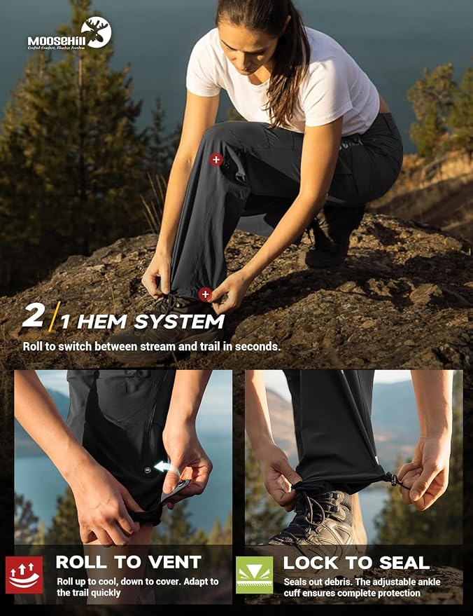 Moosehill Women's Hiking Pants Lightweight Quick Dry Water Resistant Cargo Travel Work Summer Pants for All Seasons