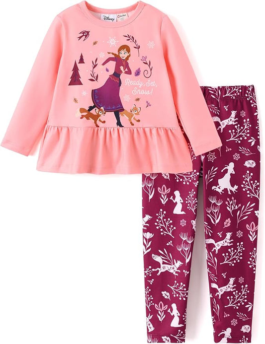 Disney Minnie Mouse Frozen Princess Marvel Toddler Girls Clothes Long Sleeve Sweatshirt + Leggings 2pcs Outfits Set 2-6Y