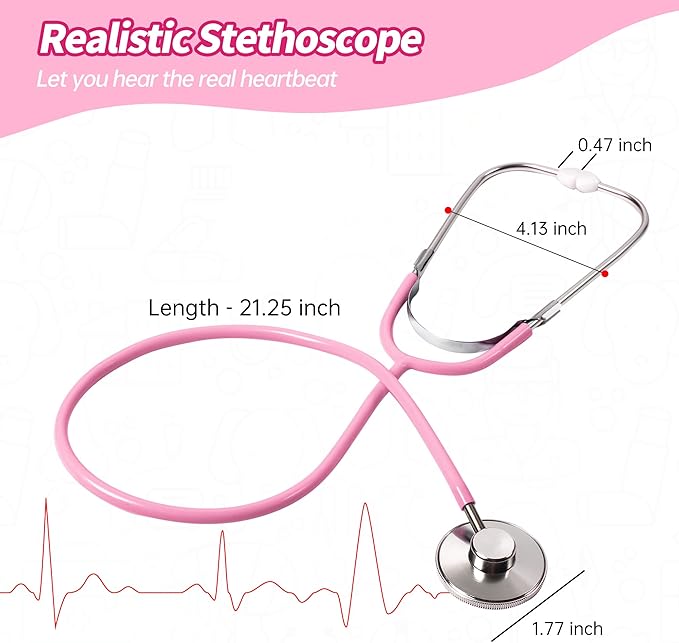 Kids Doctor Kit, 8 Pieces Kids Doctor Playset with Medical Storage Bag & Real Stethoscope, Pretend Play Doctor Toys for Toddler Boys Girls Aged 3 4 5 6