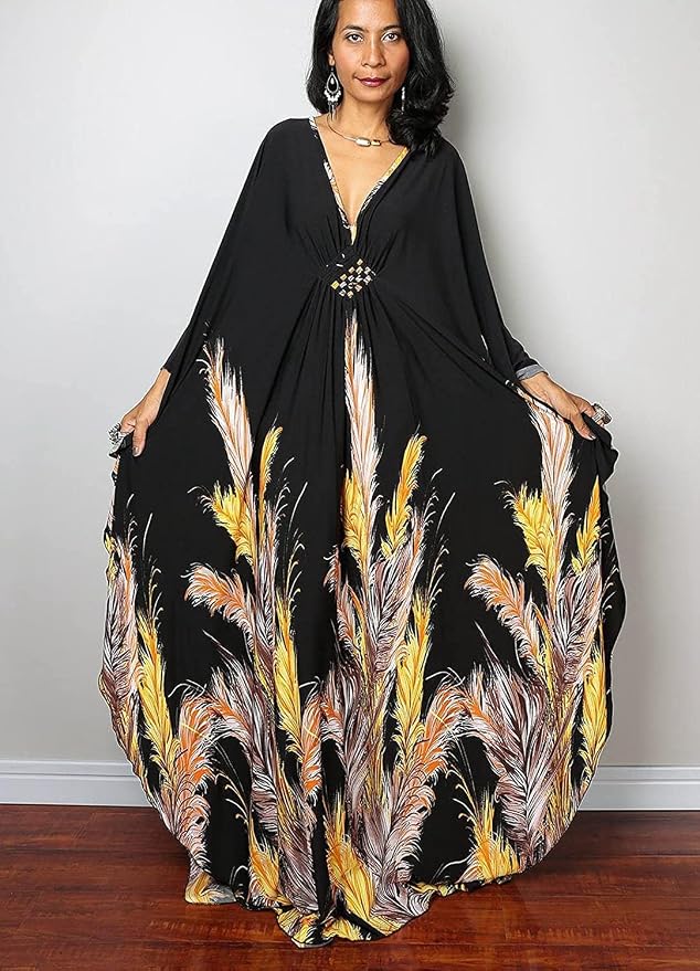Venasha Womens Caftan Floral Print Kaftan Dress Short Sleeve Swimsuit Cover up Loungewear for Summer