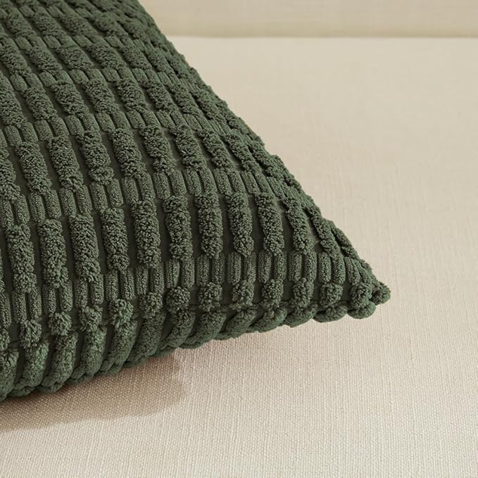 Fancy Homi 4 Packs Decorative Throw Pillow Covers for Living Room Couch Bed, Modern Farmhouse Boho Home Décor Accent Cushion Case, 26" x 26", Olive Green