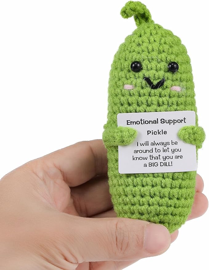 Encouragement Pickle Plush Toys Positive Crochet Animals Gifts Encouragement Birthday Gifts, Christmas Stocking Stuffers (Support Pickle)