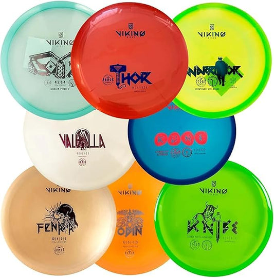 Viking Discs Competition Disc Golf Set - 8 Disc Golf Discs for Any Distance, PDGA Approved - Putter, Mid-Range, Fairway Driver, Distance Driver - Disc Set for Beginners and Professionals