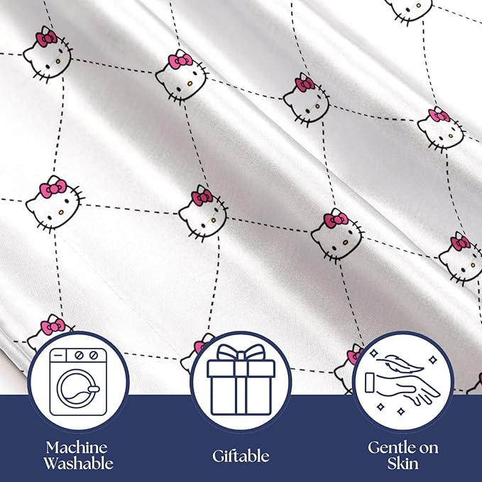 Jay Franco Satin Pillowcase - Standard Size 20x30 Inch Silky Soft Premium Pillow Cover, White - Hello Kitty