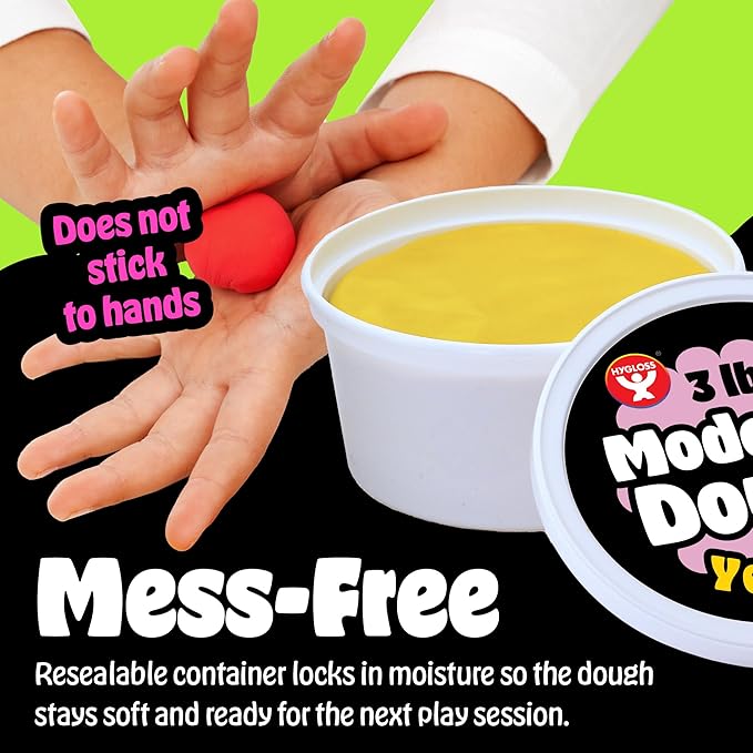 Hygloss Play Modeling Dough for Kids – Safe & Non-Toxic Sensory Dough for Arts and Crafts – 3 lb Tub – Play Clay for Toddler Activities, Preschool Classroom Must-Haves – Yellow Color, Scented