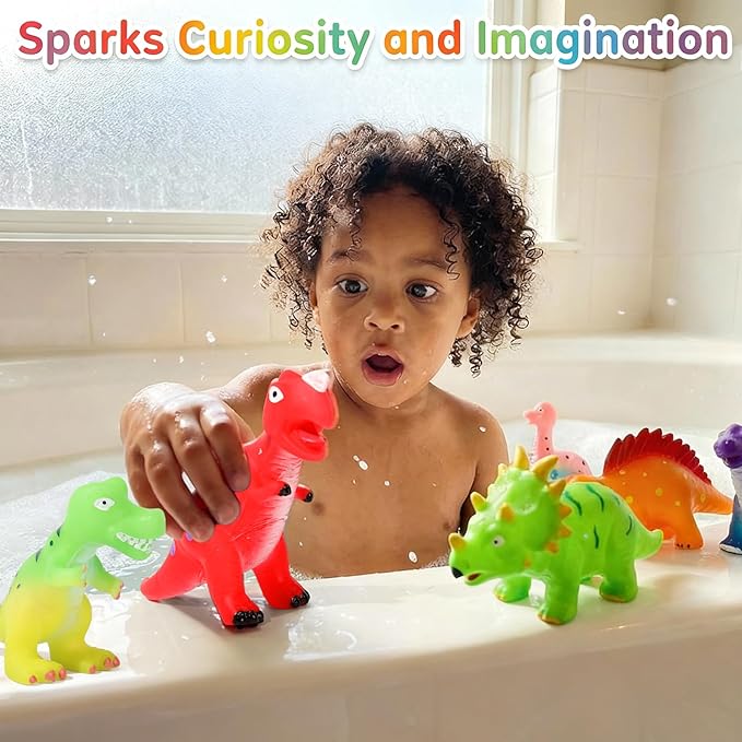 Color Changing Dinosaur Bath Toys: Mold Free No Hole Bathtub Toys for Toddlers 1-3 2-4 - Fun Kids Dinosaur Toys for Boys Girls Ages 3-5