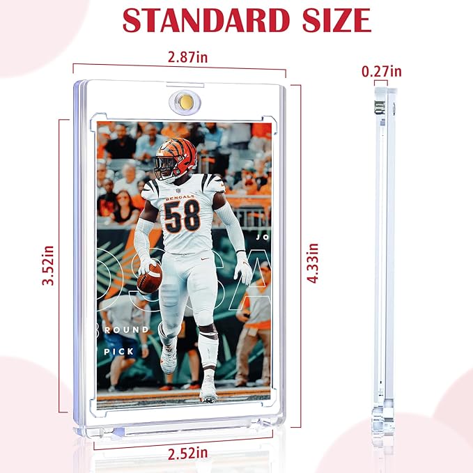 20ct Magnetic Card Holders for Trading, 35pt Hard Cards Sleeves Case, One Touch Card Holder Fit for MTG，Sports, Baseball, Game, Toploaders, Standard Cards Display