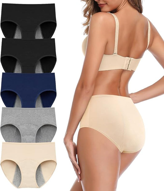 JojoQueen Period Underwear for Women Menstrual Panties Cotton Postpartum Easy Clean Teens Brief