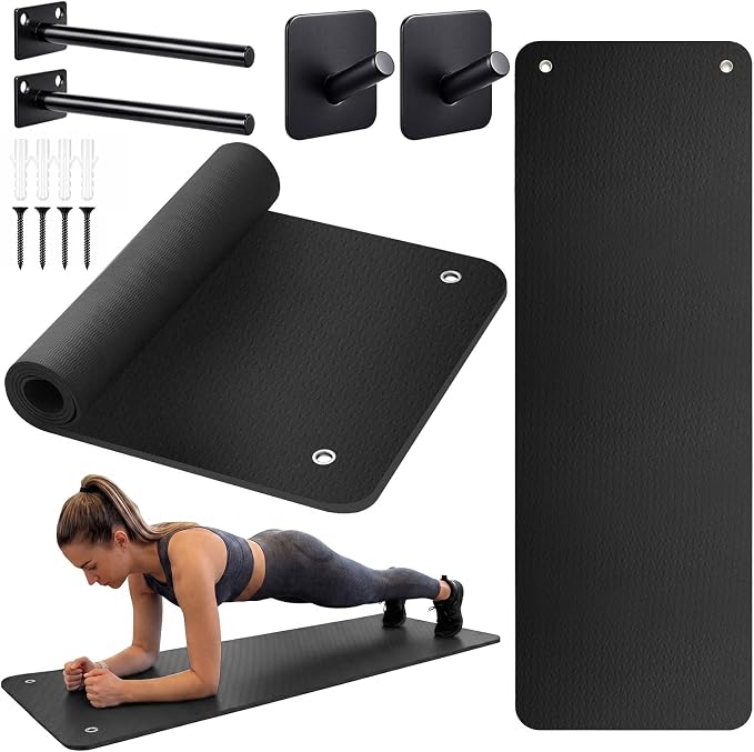 Briwooody Hanging Yoga Mat, Exercise Mat Non Slip Thick for Women and Men, Tear-resistant Fitness Pad with Reinforced Holes for Home Gym, Yoga, Pilates,stretching