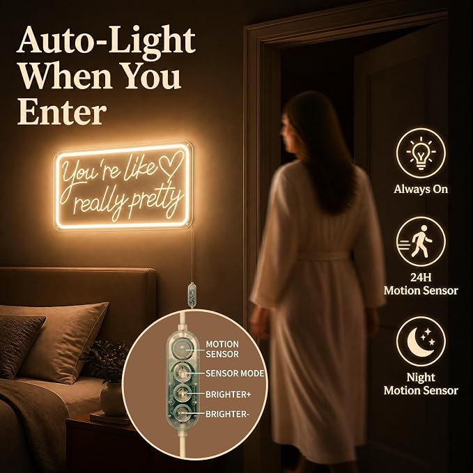 You'Re Like Really Pretty Neon Sign, Warm White Led Neon Signs for Wall Decor,You'Re Like Really Pretty Led Light Sign for Girls Room Vanity Bedroom Offices Decor Boutique Really Her Signs
