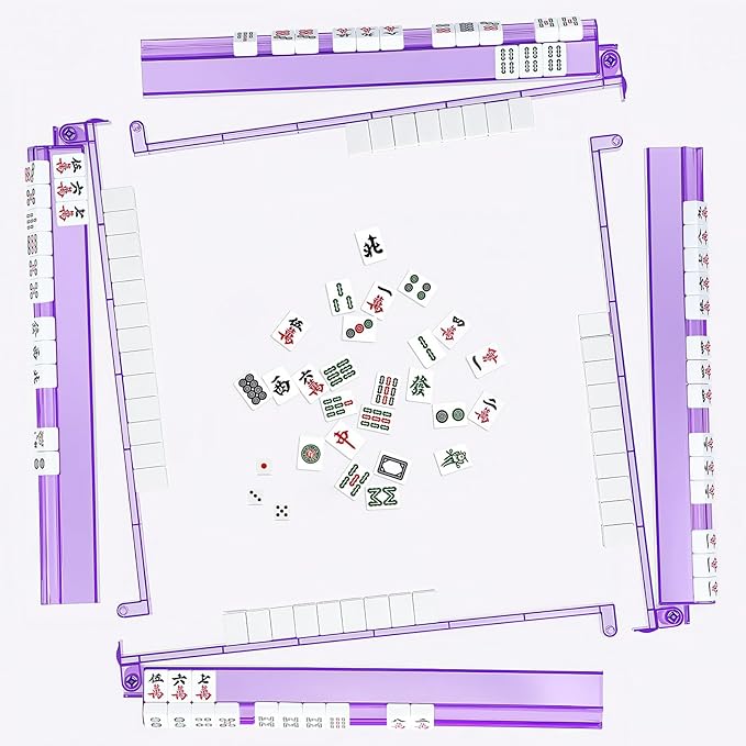 Mahjong Racks with Pushers, 4PCS Set Clear Acrylic American Mahjong Accessories All-in-One Tile Rack & Pusher Gifts (Purple-1)