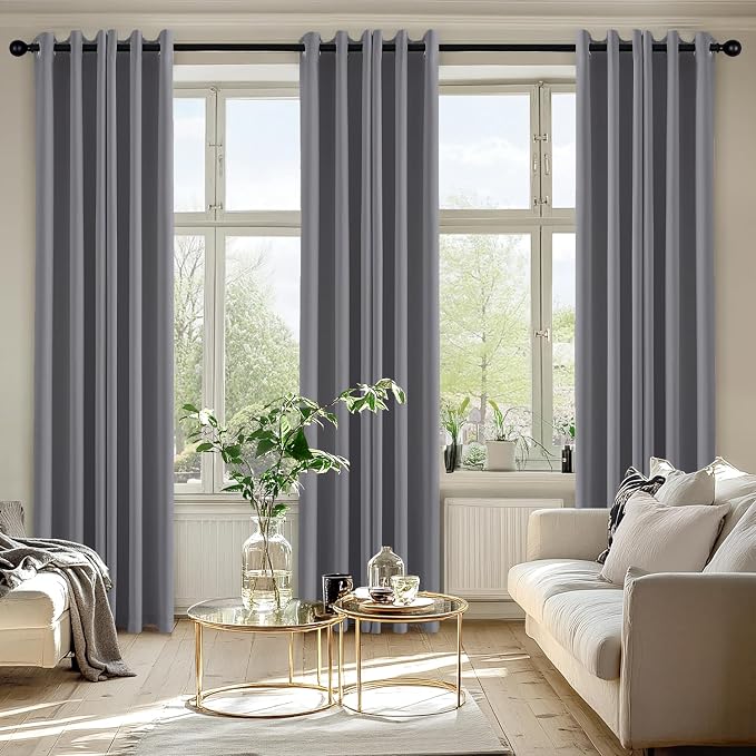MIULEE Blackout Curtains for Bedroom 2 Panels 40 x 72 Inch Long Light Gray | Thermal Insulated, Living Room Darkening Grommet Drapes, Noise Reducing, Light Blocking Window Treatments
