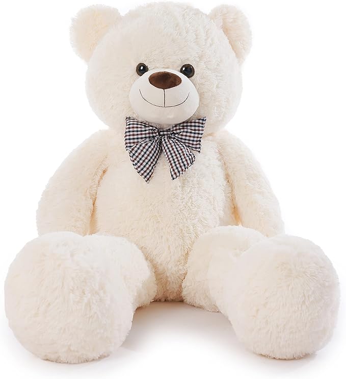 Poutmac 55 inch Giant Teddy Bear Stuffed Animal White Big Plush Teddy Bear Valentine's Gift for Girlfriend Soft Stuffed Bear Animals for Christmas,Birthday,Mother's Day