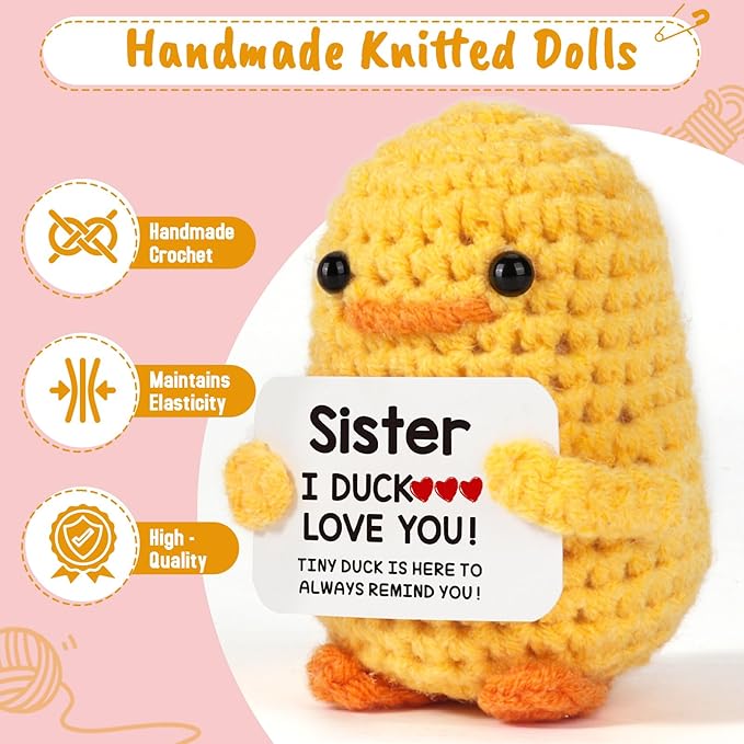 MBL Sister Gifts for Birthday Mothers Day - Handmade Funny Cute Small Duck Christmas Stocking Stuffers Xmas Holiday Graduation Present for Sisters Sis Big Little Soul Sister