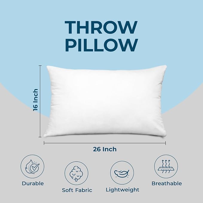 Utopia Bedding Throw Pillows, Decorative 16x26 Pillow Inserts, Set of 4 | Down alternative pillow insert with plush fluffy fill for beds sofas couches and chairs. Suitable for indoor outdoor use.