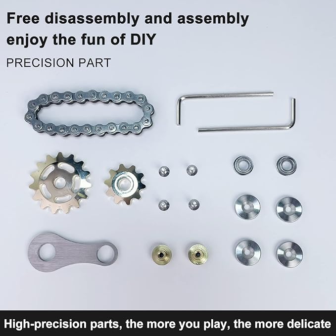 Bike Chain Gear Fidget Spinner, Metal Sprocket Chain Fidget Toy, Stress Anxiety Relief Fidget Toy Finger Spinning Toy for Kids Stainless Steel Sensory Bearings EDC Novelty Toy, Golden Plating Sprocket