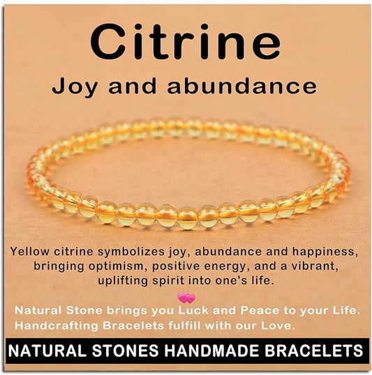 AD Beads Handmade Gemstone Stretch Elastic Bracelet Crystal Healing Reiki Nature's Beauty and Spiritual Essence Unisex