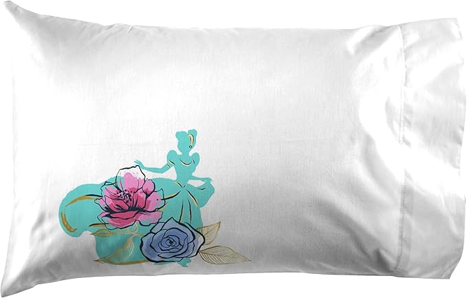 Jay Franco Kids Sheet Set with Fitted, Flat Sheets & Pillow Cover - Ultra-Soft Bedding with Pillowcase for Room Decor, Blue - Princess Cinderella, 3 Piece Twin