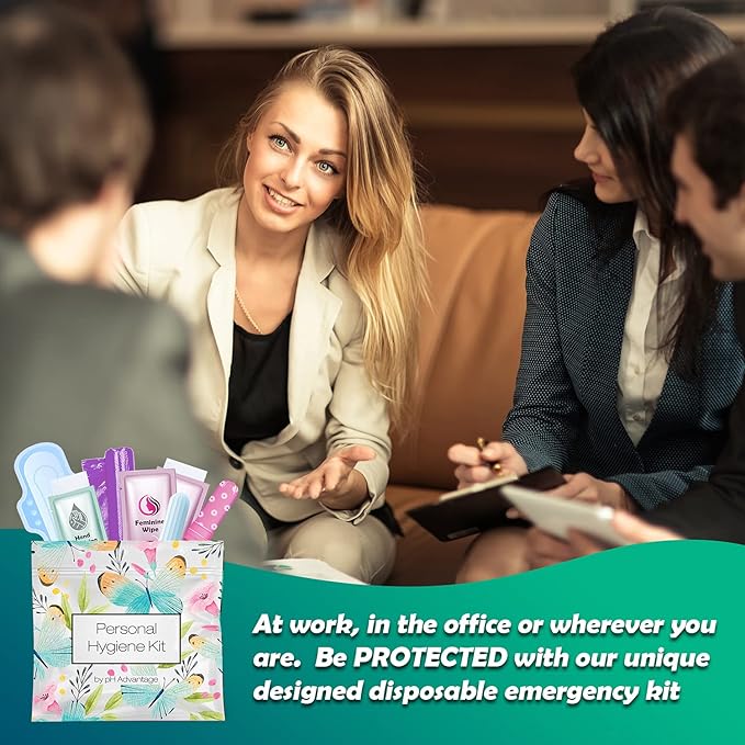3 x Menstrual All-in-One Kits - Assorted Colors | Convenience on The Go | Single Period Kit Packs | Individually Wrapped Feminine Hygiene Products (Under the Sea/Light Rose/Butterflies)