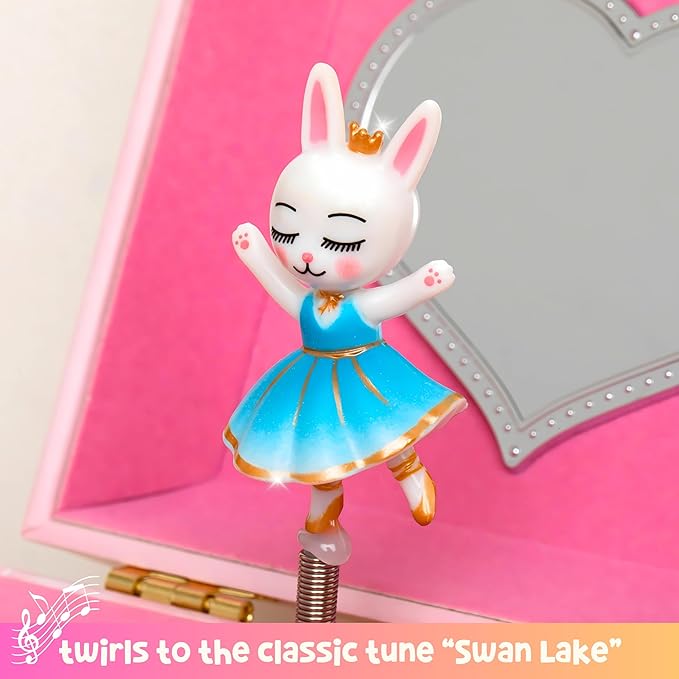 Musical Ballerina Jewelry Box for Girls - Kids Jewelry Box with Spinning Ballerina, Easter Gifts for Girls, Ballerina Toys - 6 x 4.7 x 3.5 in