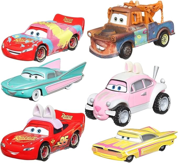 Disney Pixar Cars Easter Diecast Vehicles, 6-Pack Collection, Lightning McQueen, Mater, Holiday Theme HTY61-963C